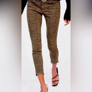 ZARA leopard print ankle length skinny jeans